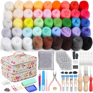 385 PCS Needle Felting Kit Complete Needle Felting Tools and Supplies with 45 Colors Wool Roving Wool Felt Tools and Felt Molds for Home Decoration Felted Animal