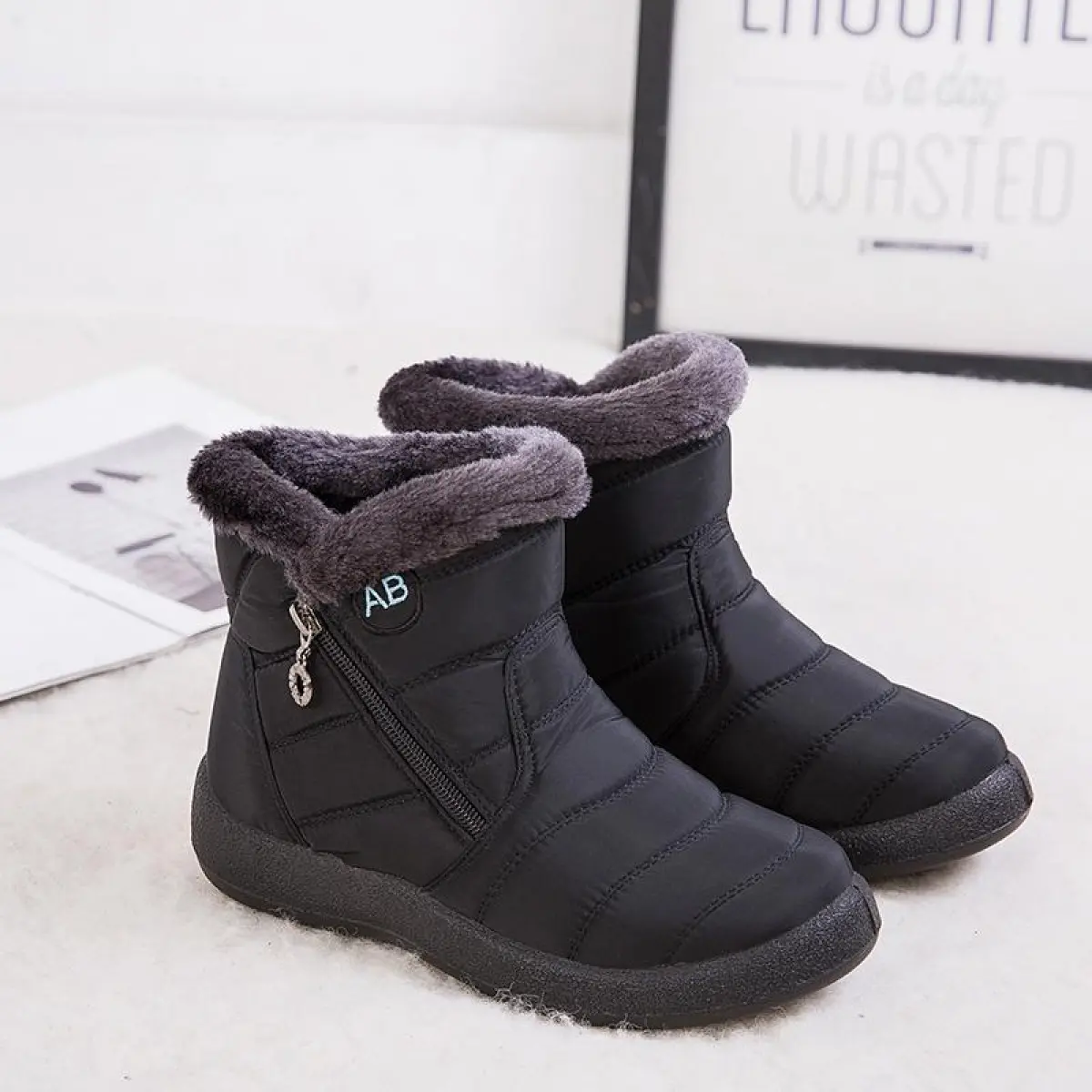 Women's Luxury Fur-Lined Waterproof Winter Boots - Rubber Sole, Slip-Resistant, Cozy Ankle Booties for Outdoor Use, Waterproof Footwear (Men's Style Available), Cozy Outdoor Shoes