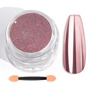 SAVILAND Rose Gold Chrome Nail Powder - 1g Metallic Mirror Effect Rose Gold Chrome Powder for Nails, Professional Gel Polish Chrome Powder Nail Glitter Manicure Pigment for Nail Art Design Home DIY