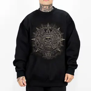 Calender Aztec Chicano Clothing Lowrider Style Unisex Hoodie for Men and Women Cotton Polyester Blend Long Sleeve Casual Streetwear
