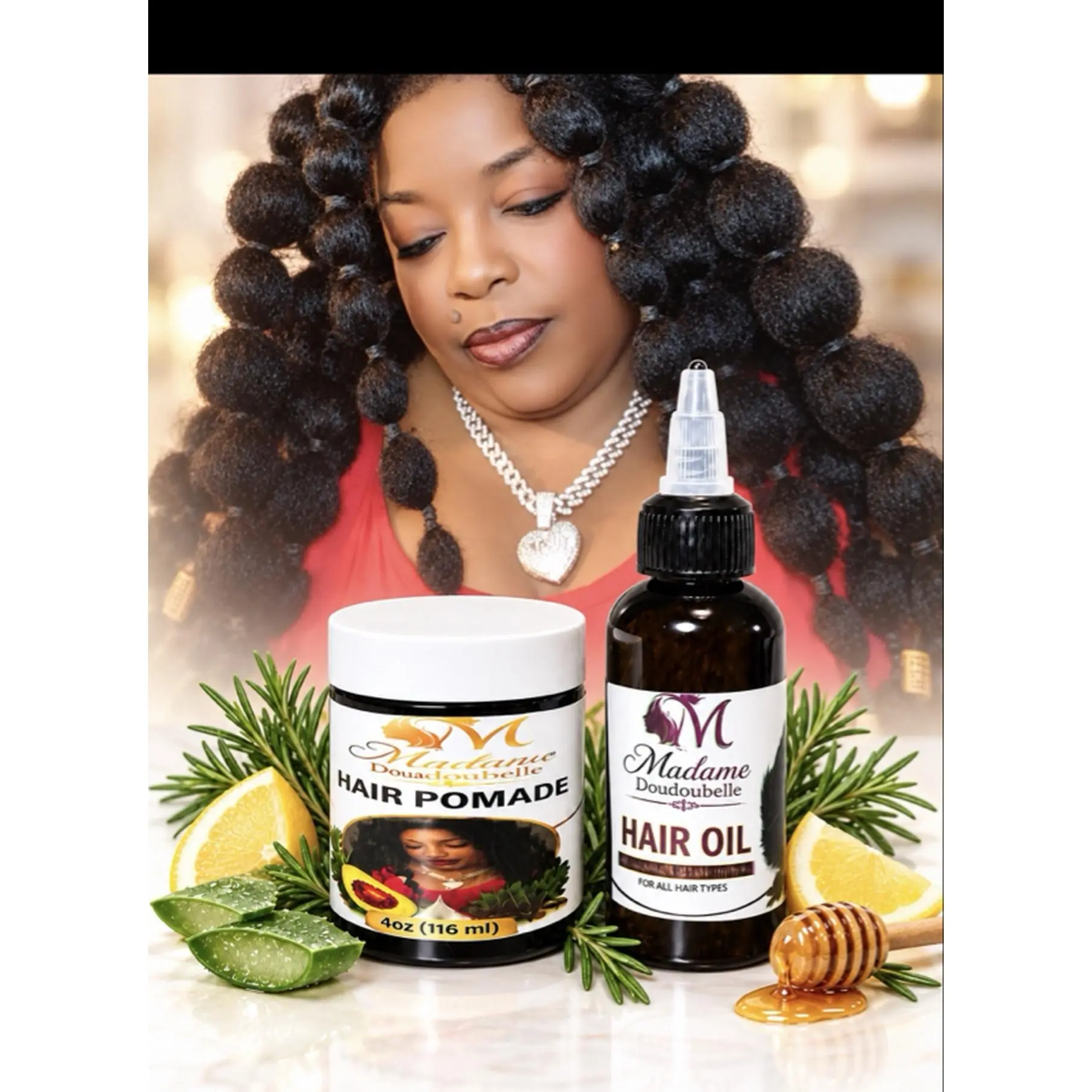 Madame Doudou Haircare Set - 2 Products: Oil & Pomade 2 oz - Haircare