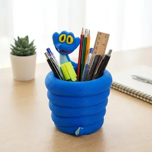Crazy Animal City 3D Printed Snake Shaped Stationery Storage Bucket, Popcorn Bucket, Snack Container, Makeup Brush Holder, Desktop Decor