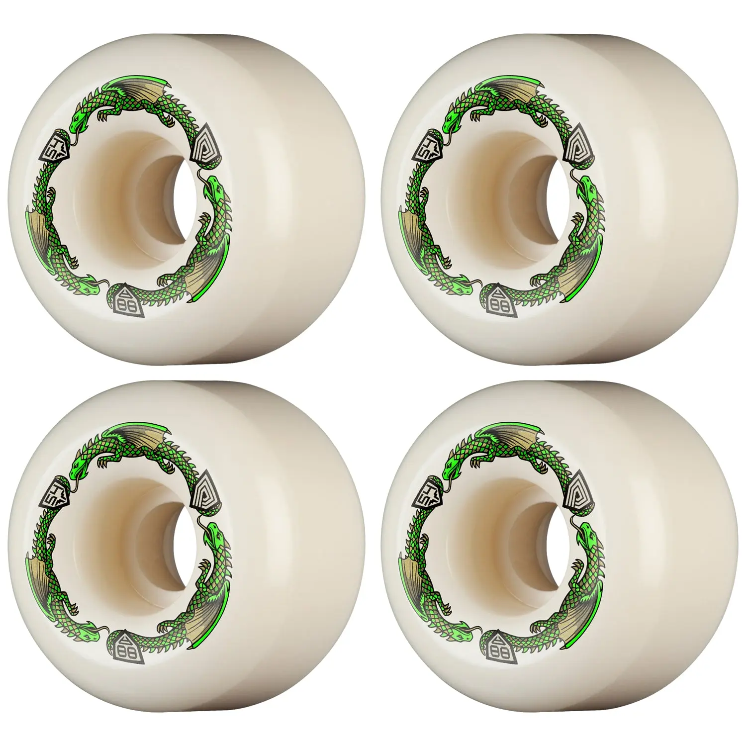 Powell Peralta Skateboard Wheels 54mm x 39mm Dragon Formula 88A A2 Shape Off White