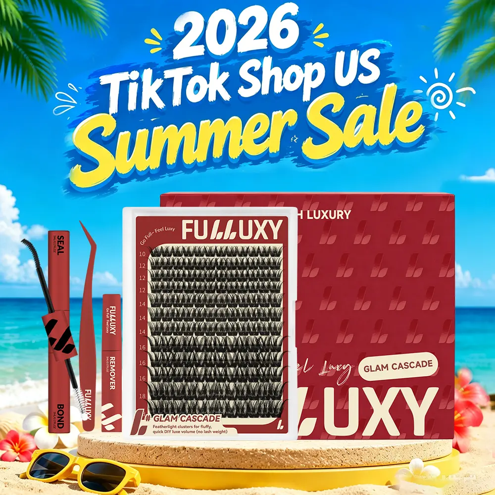 Fulluxy GLAM CASCADE Kit Everyday Luxe Volume, Long-Lasting & Easy DIY | Complete Set with Glue Remover & Tweezer for Beginners | One Layer = Bold, Luxe Volume