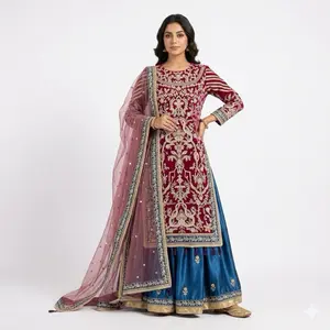 Indian Wedding Dress for Women Traditional Bride's Attire Elegant High-Quality Materials Flattering Fit Includes Underwear