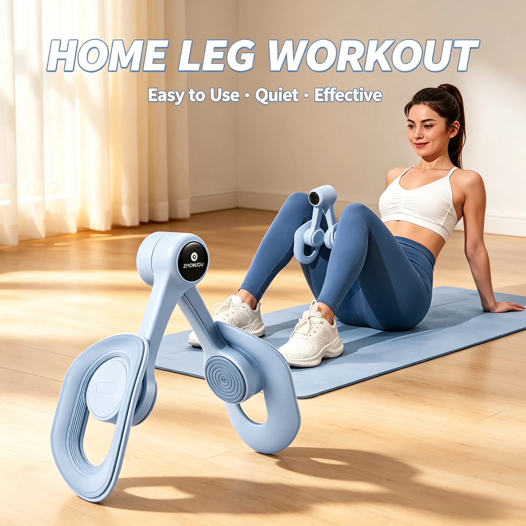 Ergonomic Thigh Trainer for Women, Multi-Functional Leg Exerciser with Padded Grips for Home Strength Training to Tone Hips and Inner Legs sohochic counter digital abductor master trainer slim, Ergo Abs