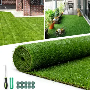 Artificial Grass Carpet, Realistic Synthetic Lawn Turf with Thick Pile, Soft Landscape Mat for Balcony, Garden & Decoration