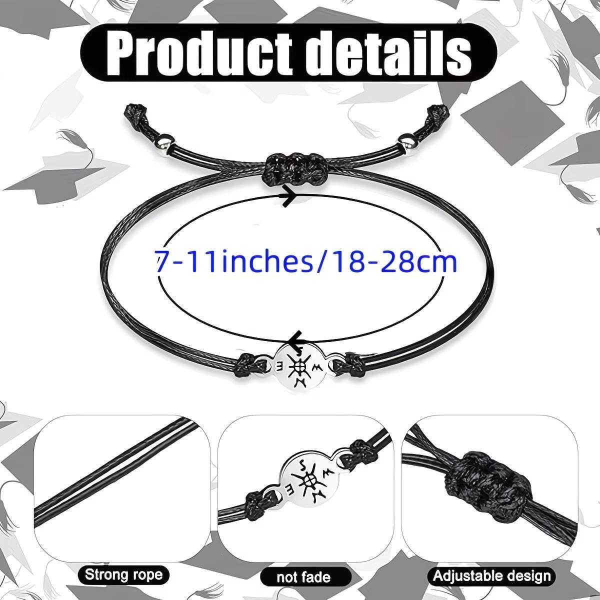 Graduation Gifts for Her Him, Adjustable Compass Link Bracelet Grade High School College Graduation Bracelet Friendship Gifts Jewelry for Middle School/High School/College Grads