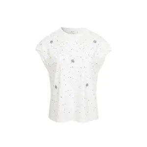 Embellished Floral Knit Sleeve Twist Top