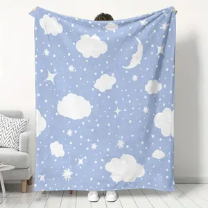 Cloud Pattern Plush Blanket for Kids & Adults, Soft Warm Lightweight Throw for Bed Sofa Car Room Decor, Perfect Birthday Gift