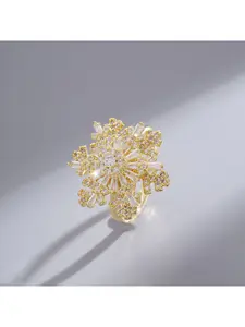 Popular in Europe and America, zircon snowflake adjustable open ring, light luxury index finger ring, fashionable and sophisticated jewelry, versatile and elegant women's ring