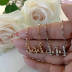 New angel number 111-999 micro-inlaid zircon pendant necklace ladies personalized fashion jewelry