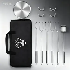 Fire Pit Accessories for Solo Stove Mesa XL : 7.3" Lid + 304 Stainless Steel 4 Smores Sticks + 4 Stick Rests + Poker + Pellet Adapter + Case, Portable Accessories for Tabletop Fire Pit Outdoor outdoor fire pit