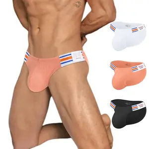 Men's Cotton Striped High-Fork Triangle Briefs Elastic Band Winter Warm Comfort Stylish Underwear