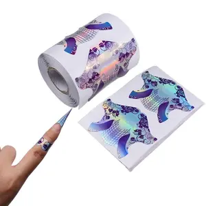 100Pcs Nail Tips Laser Nail Forms Gel Polish Extension Forms Acrylic Tips Nail Art Decoration DIY Nail Gel Curl (LASER SILVER)