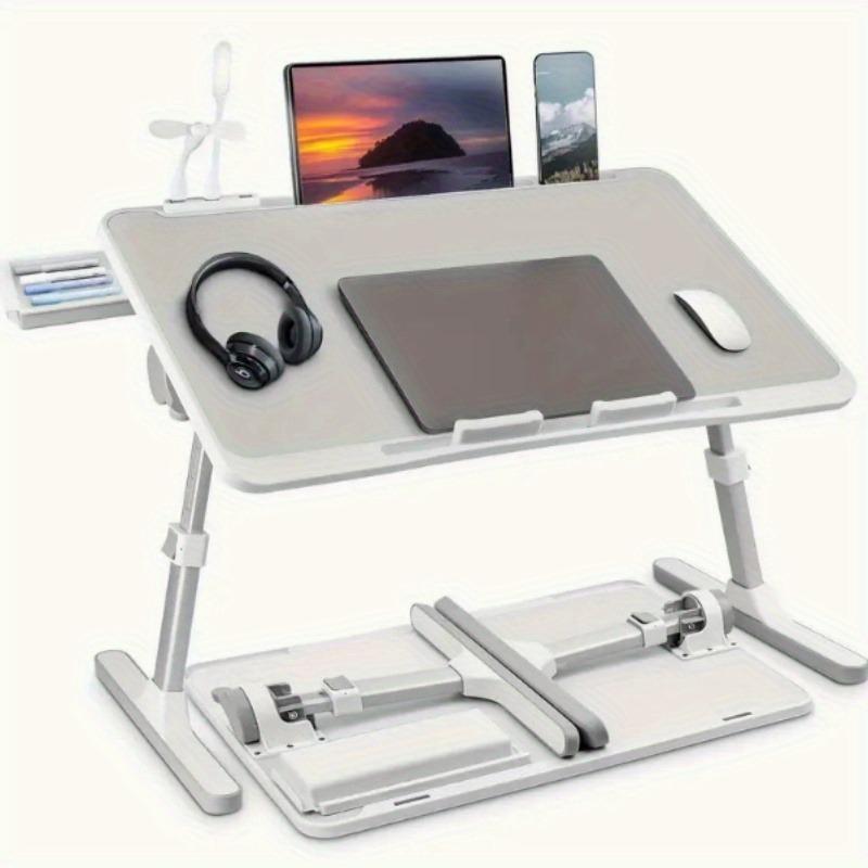 Lap Desk with Tablet Slot, Foldable Laptop Table with Storage Drawer for Bed，Portable Bed Desk for Laptop, Computer Tray with Cup Holder Notebook Stand Reading Holder for Couch Floor