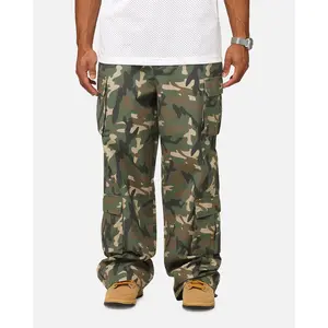 Carre Tactical Baggy Cargo Pants Woodland Camo