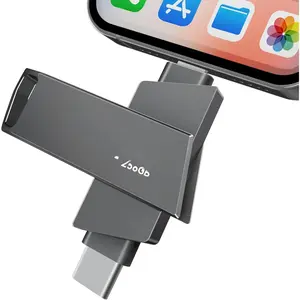 256GB Flash Drive for  iPad, USB3.0  Memory Stick No App Needed,  & USB-C External Memory Storage for Photos Videos, Picture Backup Thumb Drive Plug & Play (Space Gray)