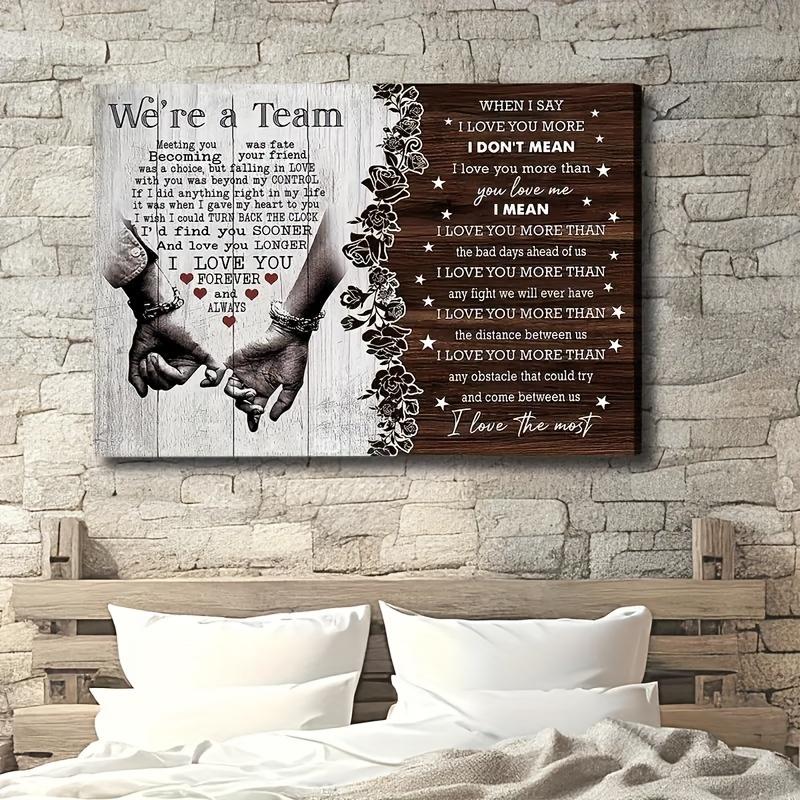 1pcs 30x40cm (11.81x15.75in) Wooden With Frame Couple Canvas, I Love You Couple Gift, Meeting You Was Fate Canvas, Gift For Lover Birthday Anniversary Couple Lover Canvas Decor Ornaments