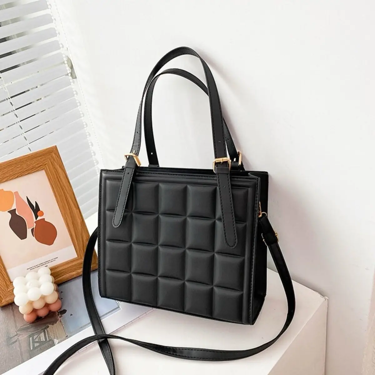 Window Pane Purse | Black | Handbag | Multi Wear