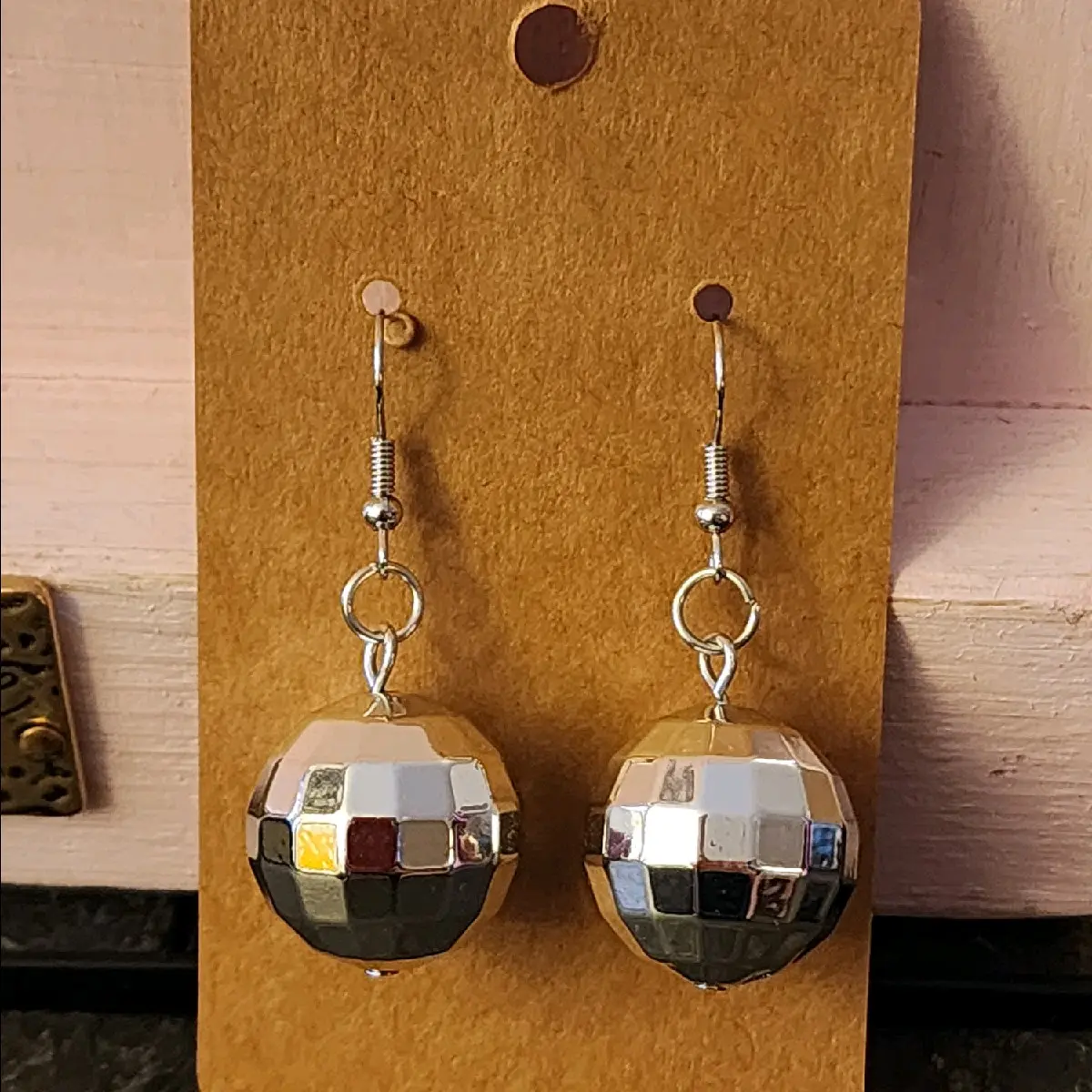 Retro-Inspired Shimmering Disco Ball Earrings - Lightweight Casual Costume Jewelry, 1 Size, Choking Hazard (Small Ball), for Parties, New Year Celebrations