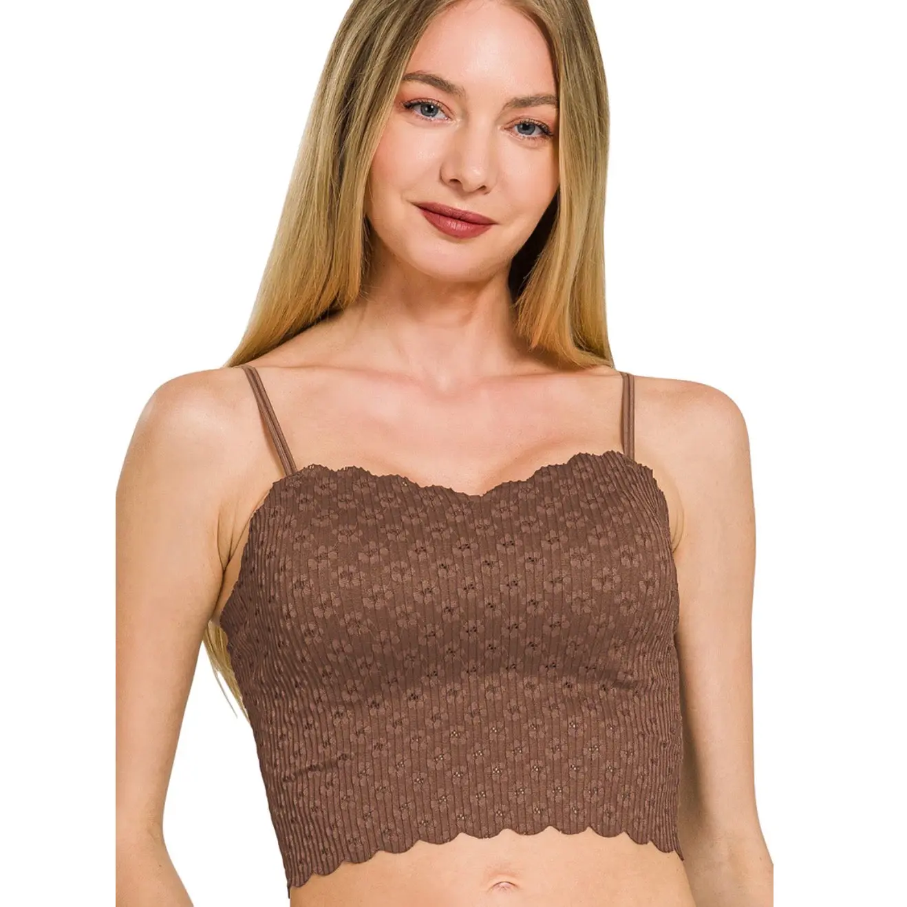 Zenana Seamless Lace Bralette With Bra Pads