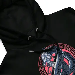 Japanese Dragon Hoodie with QR Code Scanner Menswear Breathable
