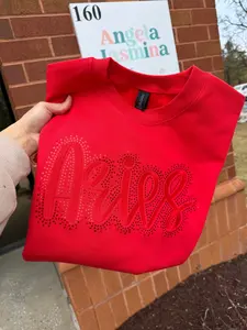 Red Zodiac Embroiderec and Bling Sweatshirt