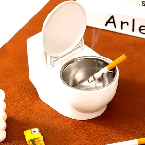 1 Premium Thickened Toilet-Shaped Ashtray Fashionable Household Living Room Bedroom with Lid-Flying Ash High-End Ashtray No-Drill Wall-Mounted Bathroom High-End Covered Dustproof Ash High-End Light Luxury