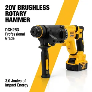 DCH263 20V Max Lithium Ion SDS Plus Rotary Hammer Drill Set With Brushless Motor 3 Joule Impact Large Yellow and Black Tool Organizer heat pump tool kit set Heavy-Duty Wall Mount Holder