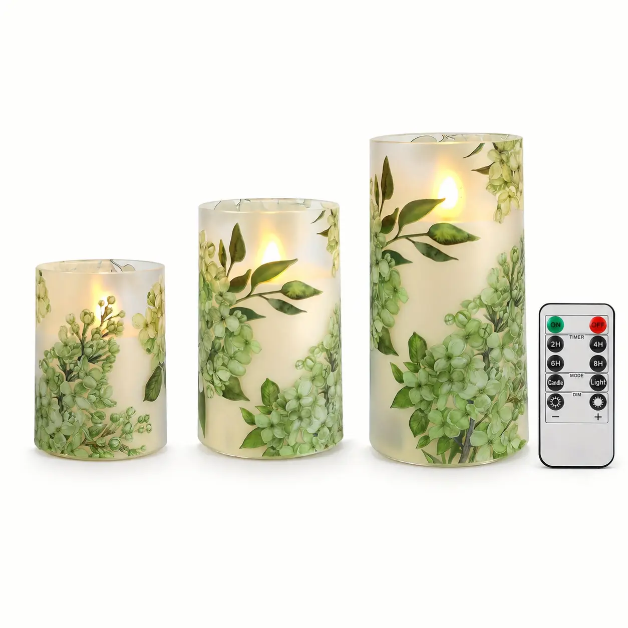Battery-Operated Candle Lights 3-Piece Flameless Safety Lamp Set, with Remote Control, Hand-Applied Decals, Indoor Home Decor for Winter Holidays, Dining Tables