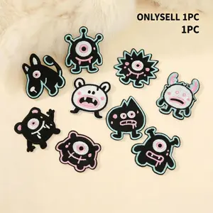 Cartoon Monster Embroidered Patches, Iron-On & Self-Adhesive No-Sew Repair Patches for Clothes, Hats, Shoes Decoration