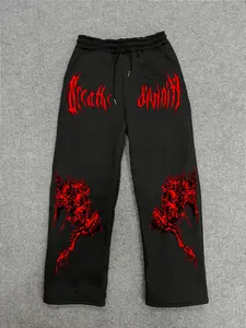 Breathe Divinity Death Metal Sweatpants - Red Demon Graphic Gothic Joggers