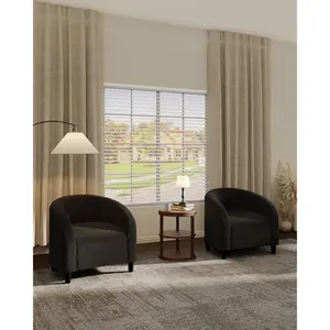 GAOMON Accent Chair for Bedroom Barrel Boucle Chair Set of 2 Club Chair Sherpa Armchair Suitable for Living Room Reading Room(Dark Gray)