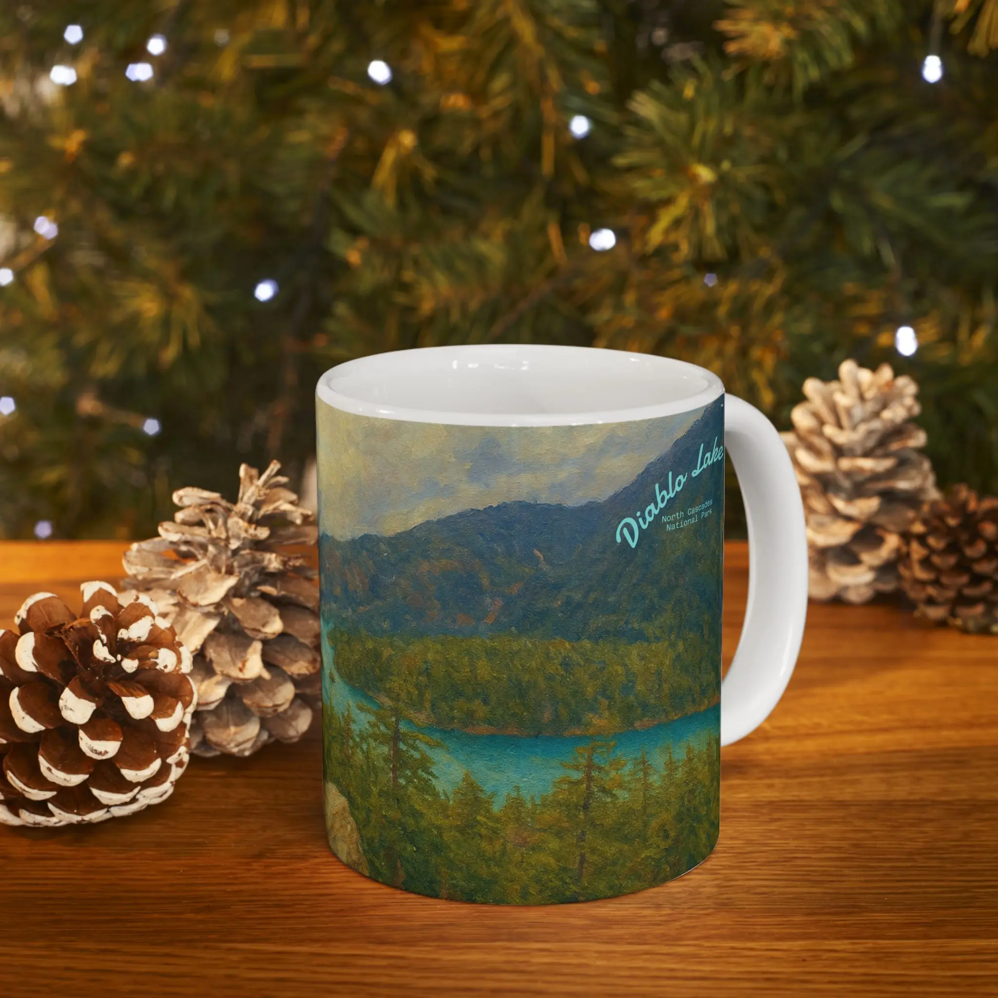 Diablo Lake Landscape Painting Mug | Vintage Scenic Art Ceramic Mug