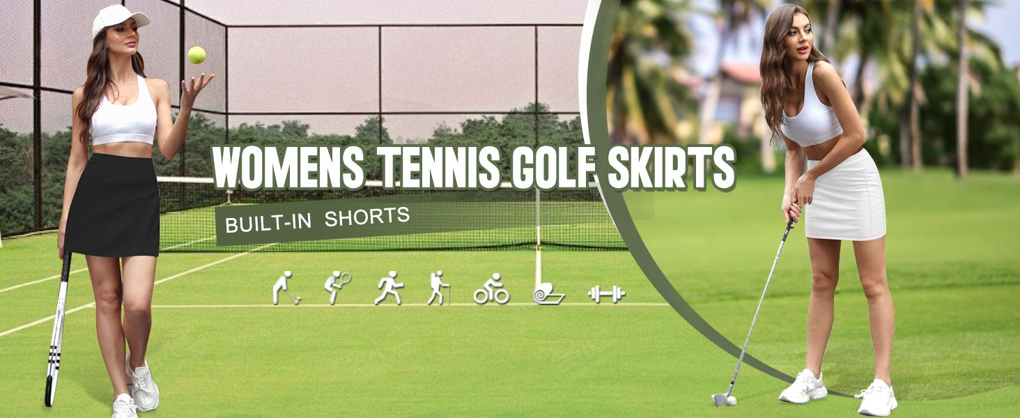 Women’s High-Waisted Active Skirt - Stretchy Sports Skort with Built-in Shorts & Pocket for Running, Golf, Summer Casual Wear