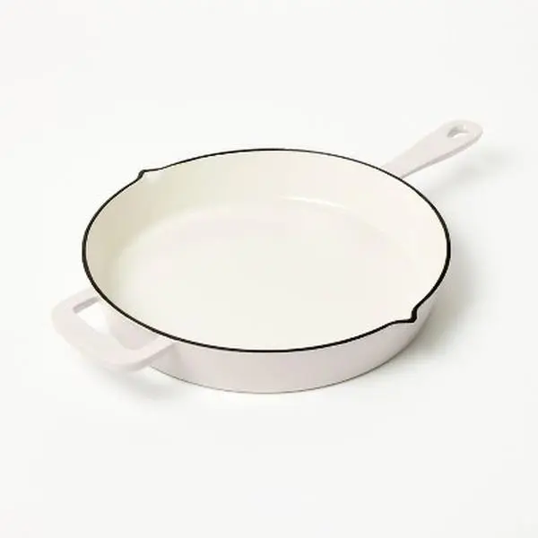 Figmint Enamel Cast Iron Induction Cookware Pan, 12" Light Gray, 2.54QT, Heat-Resistant Up to 500 Degree F