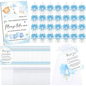 48 Set 3.4" Baby Shower Favor Candy Bottle Mini Baby Bottles Bulk Clear Plastic Candy Jar Milk Bottles Container for Guests Baby Shower Gender Reveal Birthday Party Games Newborn Decoration Baptism