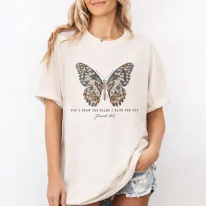 Comfort Colors For I Know The Plans I Have For You Shirt, Christian Butterfly Shirt, Jeremiah 29:11 Bible Verse Graphic Tee, Gift for Christians