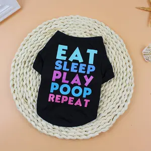 Eat Sleep Play Poop Repeat Dog Vest Clothes Winter Quality Cotton Blend Soft Cozy T-Shirts for Pets Easy to Clean Machine Washable