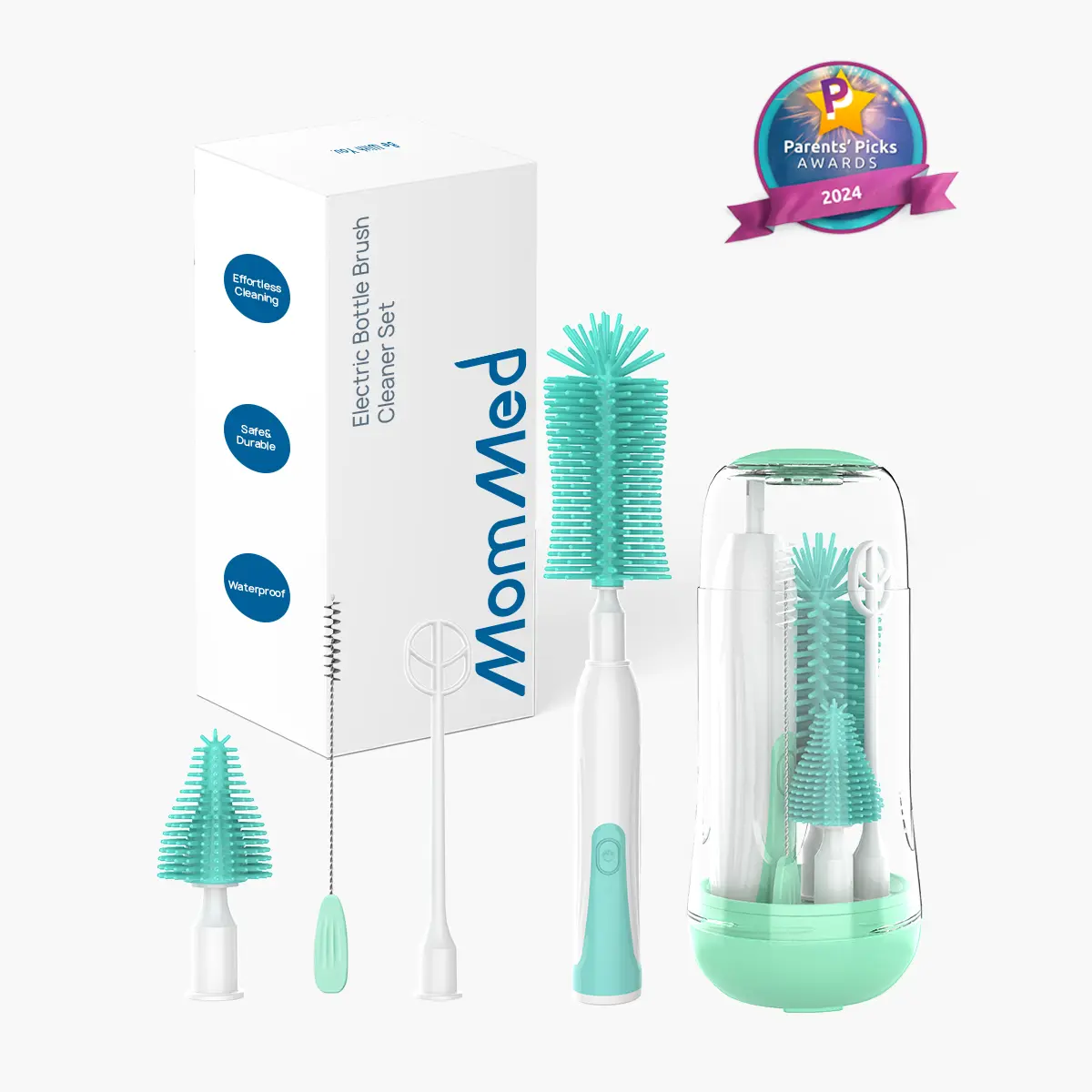 MomMed Electric Bottle Brush Cleaner Set - Waterproof Design for Bottle Cleaning - Award-Winning Product
