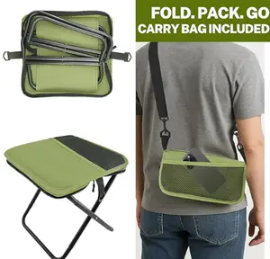 Collapsible Camping Stool with Backpack Straps, Lightweight Portable Folding Chair for Adults, Heavy Duty Compact Hiking Seat for Fishing Outdoor Festival Travel (Army Green)