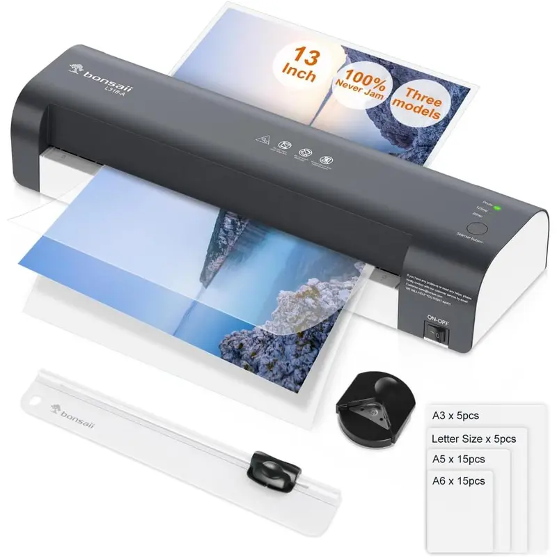 Bonsaii 13 Inch Thermal Laminator Machine, Laminator Machine 11x17 with Never Jam Technology, Safe and Reliable Lamination Machine for Home, Office, and Classroom Organization Supplies - L318-A Fathersdaygift Laminating Kit
