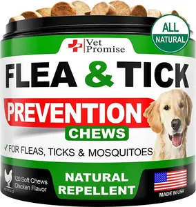 Insects Protection Chews for Dogs - Natural Flea and Tick Prevention - 120 Pcs Chicken Flavor