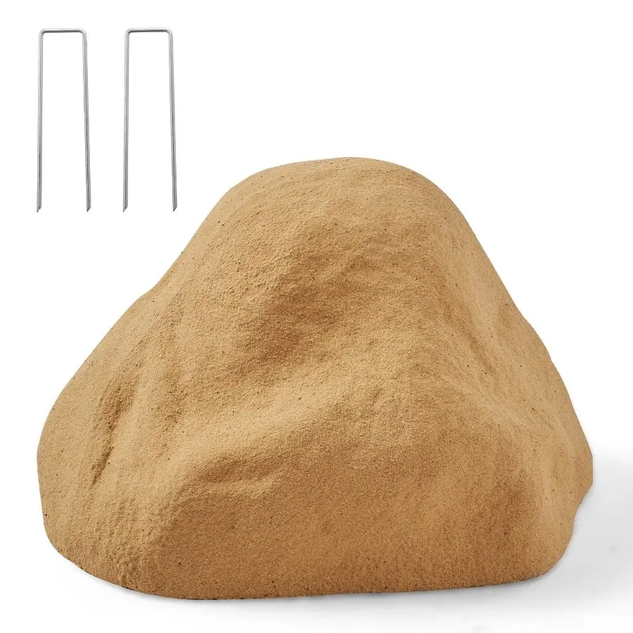 fathersdaygift VEVOR Faux Rock Cover, Outdoor Fake Rock Well Pump Cover, Realistic Natural Texture, Lightweight Weather-Resistant Polyresin Artificial Boulder for Landscaping Garden Yard Dcor, Sand, Small Size