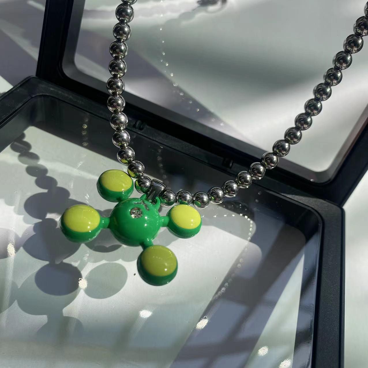 Fashion Four-corner Ball Pendant Necklace Personality Hip Hop Trend Niche Necklace Fine Jewelry Gifts for Men and Women