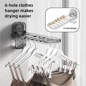 2pcs Strong Suction Cup Folding Clothes Drying Rack - Wall-mounted Removable Drill-free Multi-purpose Storage Rack for Bathroom, Balcony, Window, Closet (Transparent Gray)