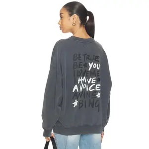 ANINE BING Miles Sweatshirt Empowerment in Washed Black