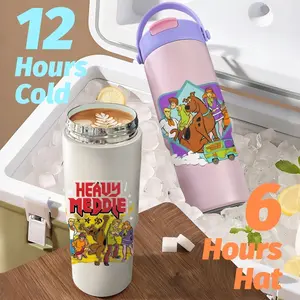 Classic Cartoon S-Scooby Doo Vacuum Flasks New Upgrade Multi-Use Insulated Travel Mug – Ceramic Lined Tumbler with Tea Infuser, Hidden Straw & Non-Slip Base, Vacuum Cold Retention Coffee Water Bottle 700ml
