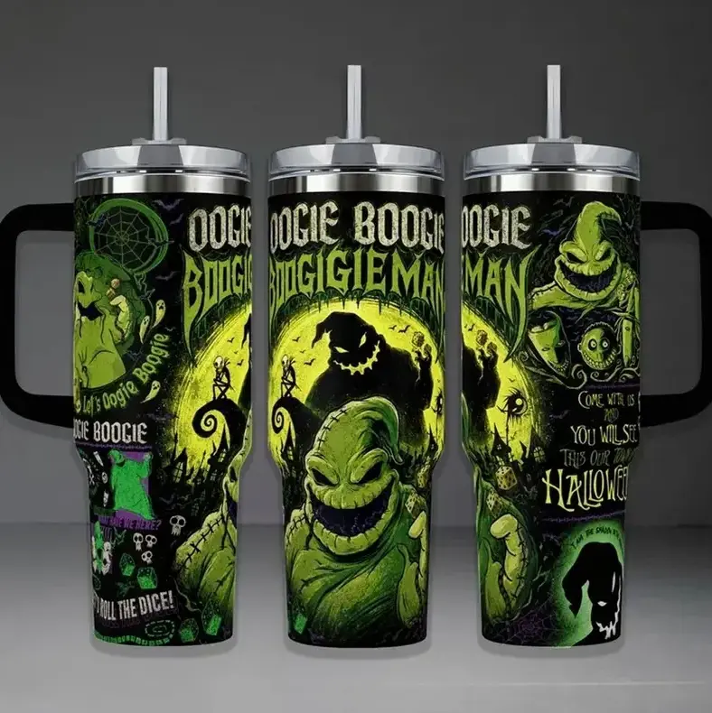[Halloween Collection] Beetlejuice 40oz/20oz Tumbler with Handle & Straw, Stainless Steel Double Wall Vacuum Insulated Travel Mug, Gothic Horror Movie Coffee Cup, Halloween Fan Gift